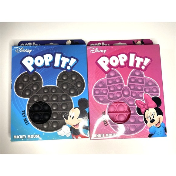 Set of 2 Pop It Disney Mickey Minnie Mouse Fidget Sensory Fun Kid Bubble Game - Picture 1 of 4